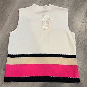 St. John cream stripe Tank Top large
